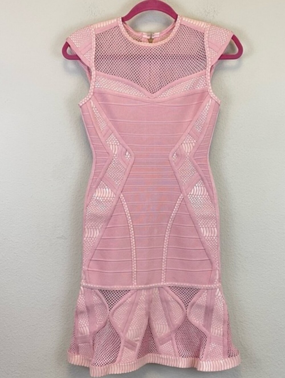Legerbabe Bandage Mesh Knee Length Dress Pink Barbie Size P/XS